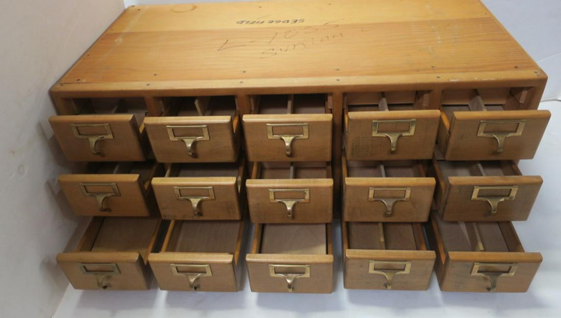 Fifteen Drawer Card Catalogue:: Fifteen Drawer Card Catalogue: Most Drawers Fitted with Different Size Removable Compartments. Great for Storing Small Items Such as in a Workshop or Craft Room. (150-300)