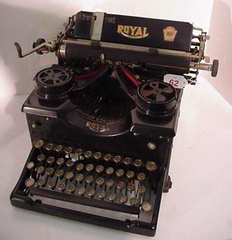 ROYAL Desk Typewriter: 62. ROYAL Desk Typewriter: Serial Number X-1319698 Glass Side Panels on Upstrike Model Typewriter.