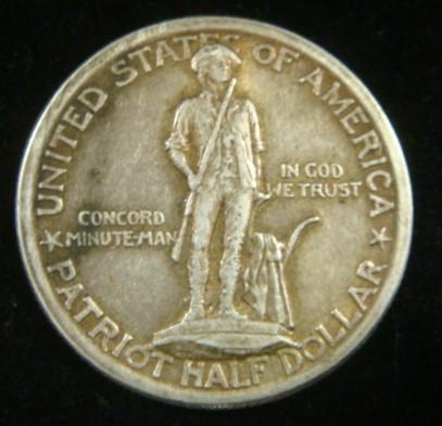 RARE 1925 LEXINGTON-CONCORD SESQUICENTENIAL 1/2 DOLLAR: RARE 1925 LEXINGTON-CONCORD SESQUICENTENIAL 1/2 DOLLAR Designed by Chester Beach with Daniel French's Statue of Minuteman on Obverse and Old Belfry in Lexington on Reverse. "If They Mean for War, Let