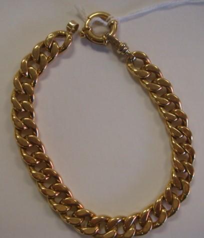 18K Gold Hollow Link Bracelet:: 18K Gold Hollow Link Bracelet: Large Link Bracelet is 9 1/2"L. Large Clasp Resembles a Life Preserver. 29.82 Grams. (1500-1800)