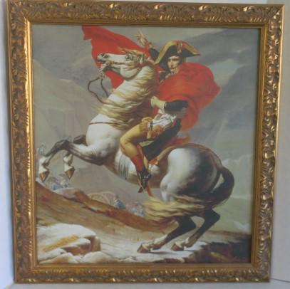 JACQUES-LOUIS DAVID "Napoleon Crosses the Alps":: JACQUES-LOUIS DAVID "Napoleon Crosses the Alps": Heroic Portrait of Napoleon on his way to Become Emperor. Authentic Stretched Canvas Replica Captures the Originals Texture, Color even Down to the Bru