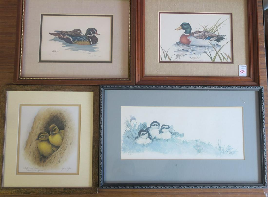 Four Duck Prints, Various Artists, all Pencil: Four Duck Prints, Various Artists, all Pencil Signed & Numbered: J. Swan, Bob Jones, John W. Taylor, Nancy J. Shumaker Pallan. Three Pcs. 14" X 16", Other 14" X 22". (100-200)