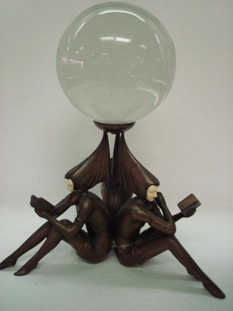 Bronze Sculpture, 3 Female Figures with Crystal B - 5