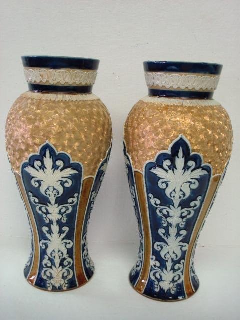 Striking Pair of ROYAL DOULTON LAMBETH Vases
