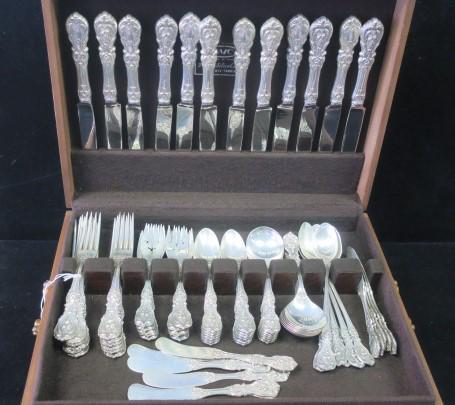 REED & BARTON "Francis I" Sterling Flatware, 77 Pcs:: REED & BARTON "Francis I" Sterling Flatware, 77 Pcs: Designed by Ernest Meyer, CA 1907. Service for 12 Includes 12 Each Teaspoons, Soup Spoons, Dinner Forks and Knives, Flat Butter Spreaders, 11 Salad