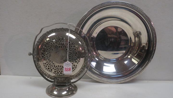 FB ROGERS Silver-plate Bowl and Pancake Server:: FB ROGERS Silver-plate Bowl and Pancake Server: (50-100)