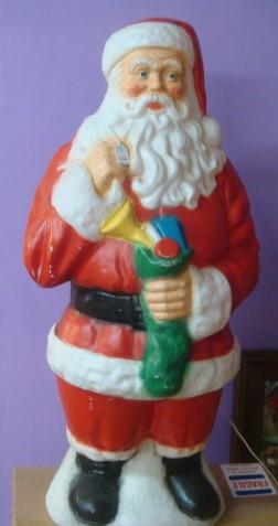 GENERAL FOAM PLASTICS Mold Blown Lighted Santa:: GENERAL FOAM PLASTICS Mold Blown Lighted Santa: Embrace the Holidays with the General Foam Plastics Traditional Santa Holding Stocking. Made of Weather Resistant Polyresin that will Last for Seasons t