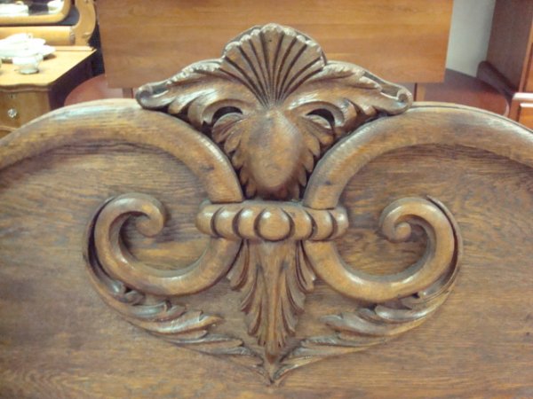1920's Oak Bed with Applied Carving - 2