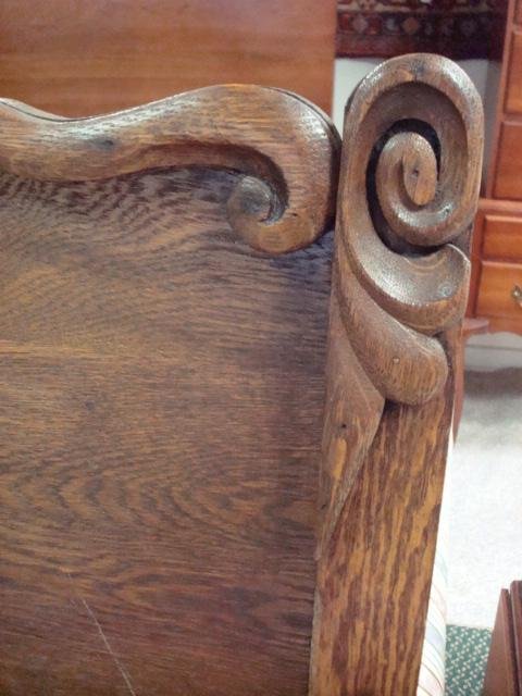 1920's Oak Bed with Applied Carving - 3