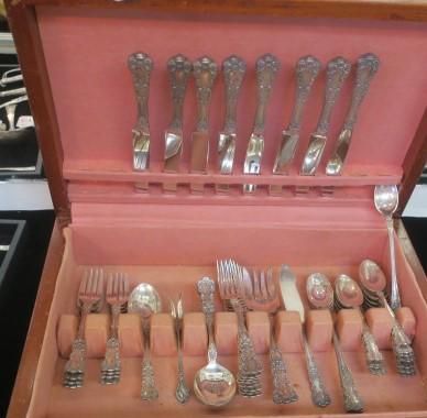 GORHAM "Buttercup" Sterling Flatware:: GORHAM "Buttercup" Sterling Flatware: Includes Box. Service for 8 Includes 8 Each Place and Salad Forks and Knives, 15 Teaspoons, 4 Soup Spoons, 5 Iced Tea Spoons, Sugar Spoon, Master Butter Knife and