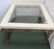Wrought Iron Base, Glass & Travertine Top Coffee Table