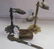 Antique German Brass Stamp Box, Letter Opener, Clips: