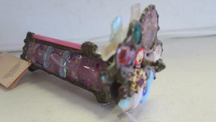 Sue Ross Kale Kaleidoscope "Let me call you: Sue Ross Kale Kaleidoscope "Let me call you Sweetheart": Double Wheel Triangular Kaleidoscope Made with Lattice Pattern Glass, Crystal Wand, 1950's Jewelry Piece, German Cameos, Italian Glass, Candy, 