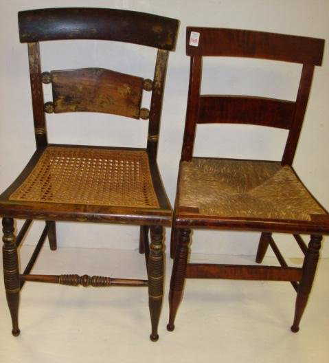 1188: 2 Antique Cane And Rush Bottom Chairs: - 1188: 2 Antique Cane And Rush Bottom Chairs: