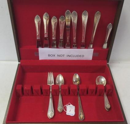 SS UNITED STATES, LUNCHEON SILVERWARE SET, 25 pcs.:: SS UNITED STATES, LUNCHEON SILVERWARE SET, 25 pcs.: Manhattan Pattern, International Silver Marked US LINES 52. Four Each Ice Tea, Tea & Bullion Spoons, Luncheon Knives and Forks, Fish Knives and a Bu
