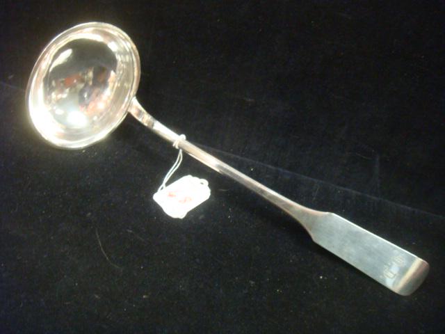 SCHMIDT German Coin Silver Ladle:: SCHMIDT German Coin Silver Ladle: Marked Schmidt 12. 13 1/4"L. Monogram on Handle. 6 Oz. (200-400)