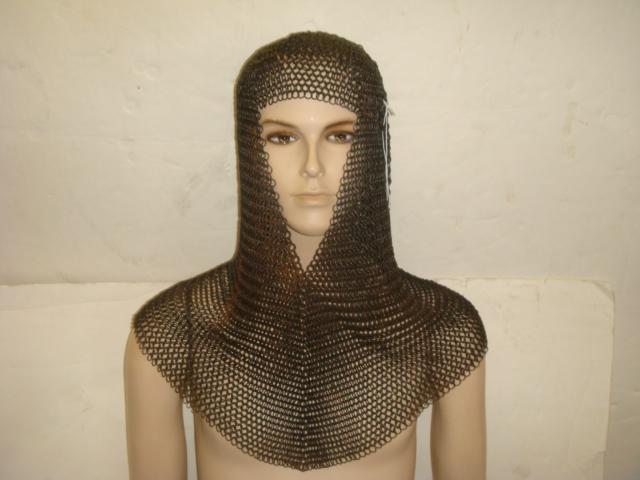 Battle Ready CHAIN MAIL COIF Head Cover:: Battle Ready CHAIN MAIL COIF Head Cover: Join in the Joust with this Chain Mail Armor, 21" Long Fitted for Head. Opening for Face. With Stand, 10 lbs. Perfect for Live Action Role Play or COSPLAY: LAN