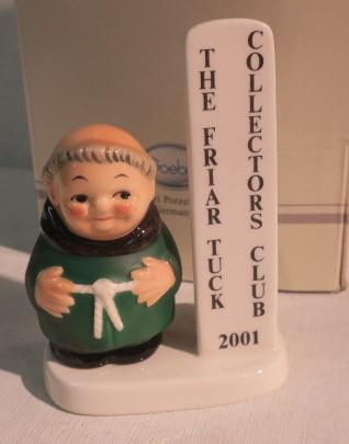 GOEBEL, FRIAR TUCK COLLECTORS CLUB 2001 Signboard:: GOEBEL, FRIAR TUCK COLLECTORS CLUB 2001 Signboard: Goebel Germany Mark, in original Packaging, New in Box, 4 1/2" Tall. (50-100)