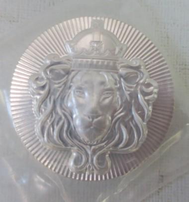 STACKER ROUND, .999 Fine Silver, 2 Troy OZ Coin, MS65:: STACKER ROUND, .999 Fine Silver, 2 Troy OZ Coin, MS65: Lion with Crown on Obverse and Intaglio of Same on Reverse. By Scottsdale Mint. Designed So that a stack of these is interlock in Tight Stack. (1