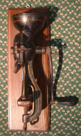 Antique Enterprise Mfg. Co. Cast Iron Grinder:: Antique Enterprise Mfg. Co. Cast Iron Grinder: Philadelphia, Pa. Company Grinder No. 0. Black Iron Country Store Grinder with Screw Bottom to Attach to Counter. Winder Embossed #2135 Wheel Cover Enter