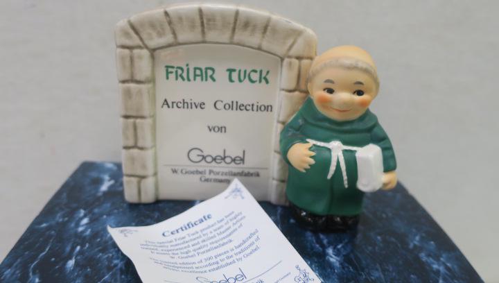 GOEBEL Green FRIAR TUCK ARCHIVE Porcelain Signboard:: GOEBEL Green FRIAR TUCK ARCHIVE Porcelain Signboard: One of 300 with Certificate of Authenticity. Initials MB With Original Packaging. 3 1/2" x 5". (60-120)