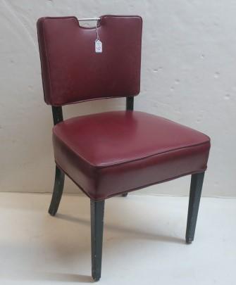 SS UNITED STATES,RARE SIDE CHAIR, TOURIST DINING ROOM:: SS UNITED STATES,RARE SIDE CHAIR, TOURIST DINING ROOM: Red Vinyl Covered Side Chair from the Tourist Class Dining Room of the Fastest Ship That Ever Was. 18" Tall to Seat, 32" to Back. From SS UNITED 