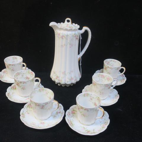Theodore Haviland Limoges 14Pc. Chocolate Set: (1 of 3)