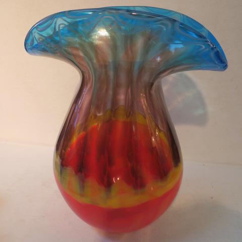 Large, Heavy Art Glass Vase: (1 of 3)