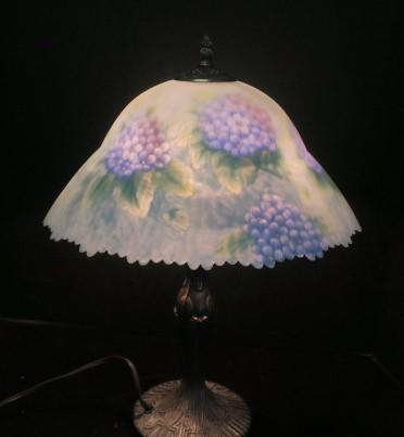 Bronzed Metal Table Lamp with Hand Painted Shade: (1 of 5)