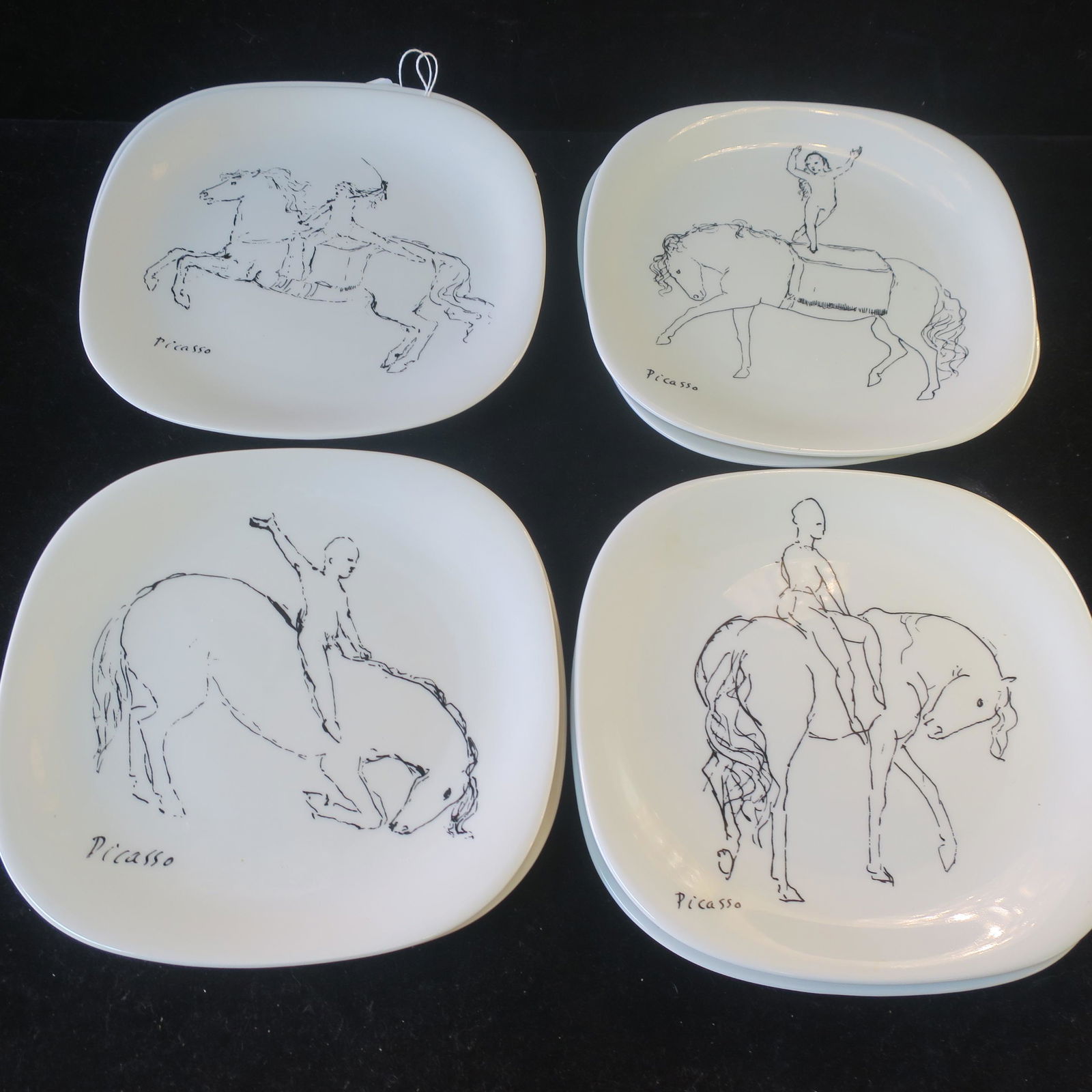 Eight BLOCK Ceramic Picasso Equestrian Horse Plates: (1 of 4)