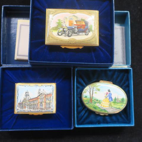 Three BILSTON & BATTERSEA Halycon Days Enamel Boxes: (1 of 4)