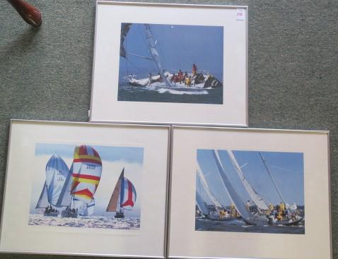Three Color Photographic Prints of Sail Boat Racing: (1 of 4)