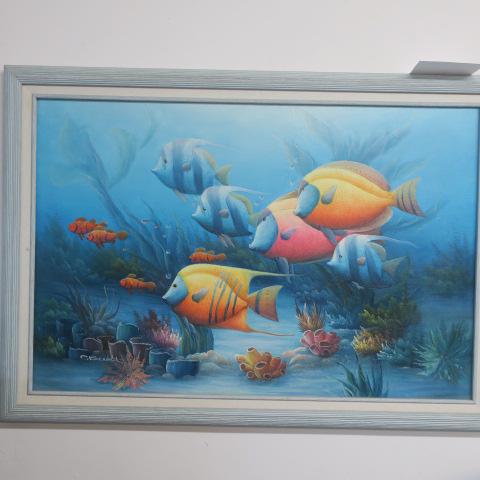 CHARKES R. BENOLT "TROPICAL FISH" Oil on Canvas: (1 of 3)