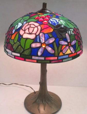 Tiffany Style Stained Glass Lamp w/Domical Shade: (1 of 3)