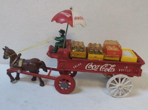 Vintage Iron Horse Drawn Coca-Cola Delivery Wagon: (1 of 4)