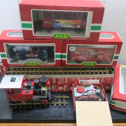 LGB Christmas Train Set; Engine and Three Cars: (1 of 3)