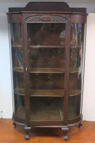 Dark Oak Four Shelf China/Display Cabinet: (1 of 6)