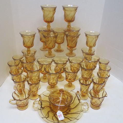 FOSTORIA "Jamestown" Amber Glassware, 36 Pieces: (1 of 3)