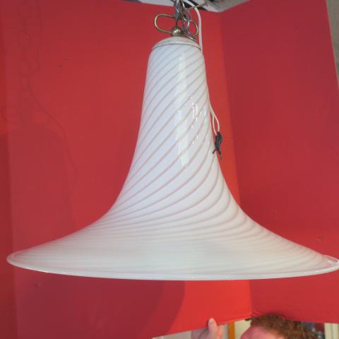 Vintage Murano Swirled Art Glass Trumpet Pendant Light (1 of 2)