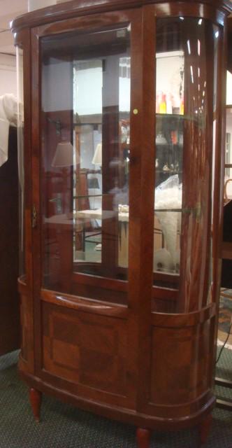 Large Antique Curio Cabinet with Curved Sides: (1 of 3)