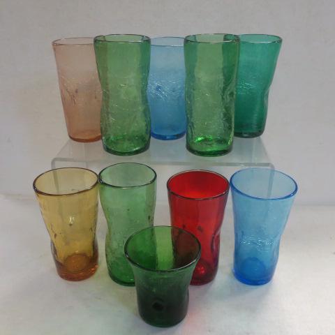 Ten Vintage Hand Blown BLENKO & Other Glass Tumblers: (1 of 4)