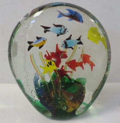 Large Blown Glass Fish Tank Paperweight: (1 of 3)