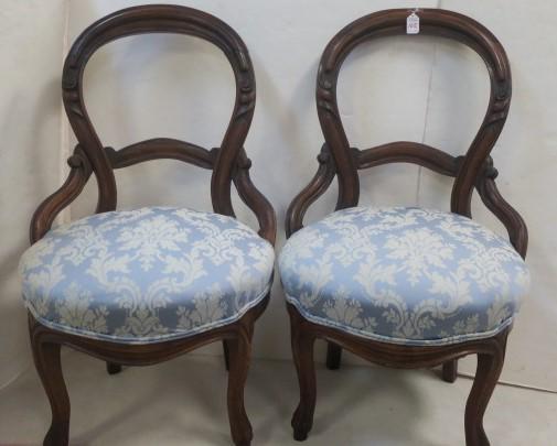 Pair of Victorian Open Balloon Back Side Chairs: (1 of 3)