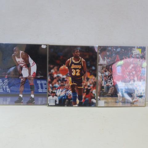 3 Autographed Color Photos of JORDON, JOHNSON, WILKIN: 3 Autographed Color Photos of JORDON, JOHNSON, WILKIN 8"X10" Autographed Color Photo of Michael Jordan with COA Dated 8-29-94. 8x10 color Photo of Magic Johnson with COA Dated 8-18-94 and Dominic Wilk