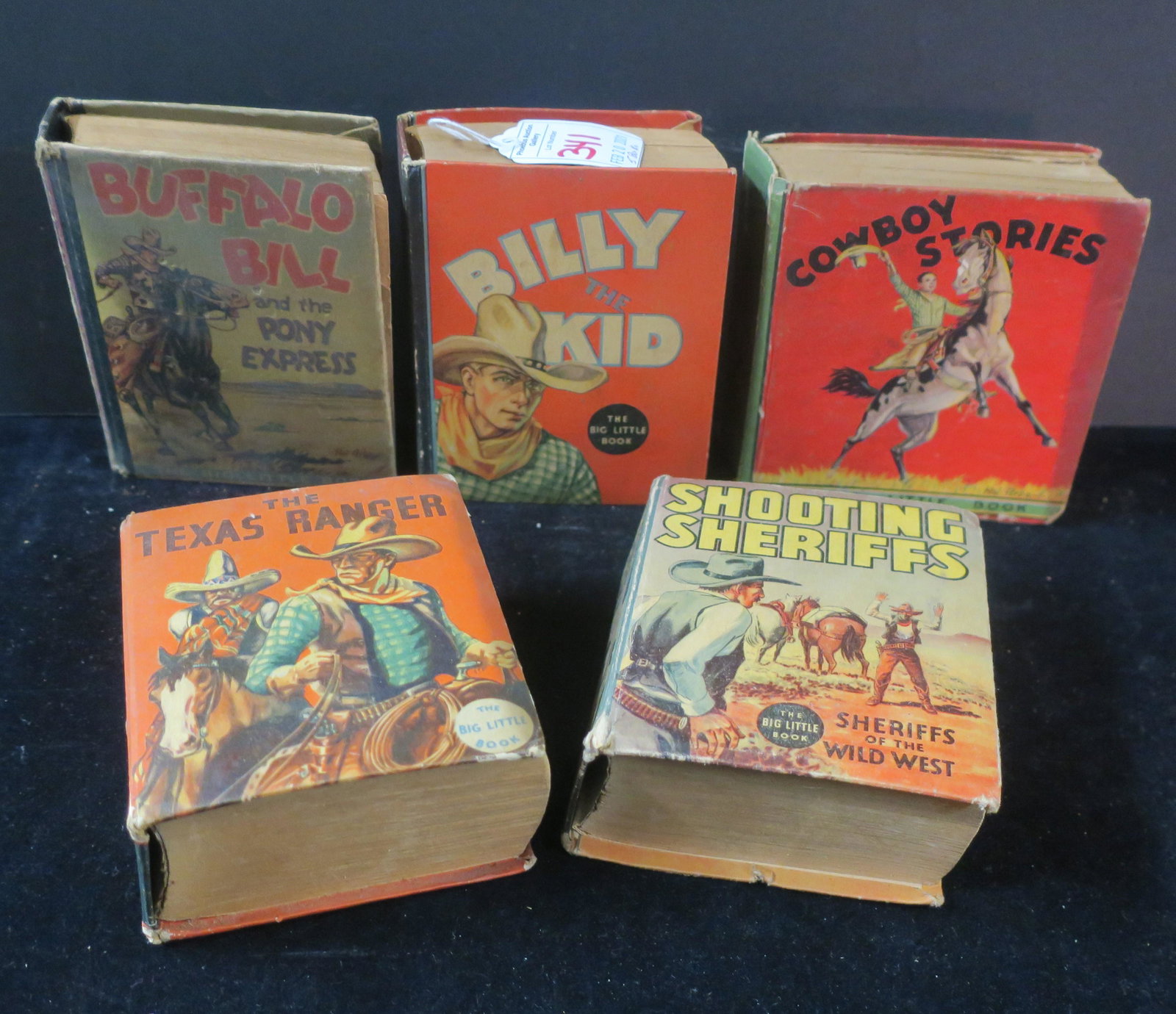 Five BIG LITTLE BOOKS, WESTERNS BY LEON MORGAN:: Five BIG LITTLE BOOKS, WESTERNS BY LEON MORGAN: BILLY THE KID; 1935, COWBOY STORIES; 1933, BUFFALO BILL and the PONY EXPRESS; 1934, SHOOTING SHERIFFS of the WILD WEST, 1936, THE TEXAS RANGER; 1936. Ar