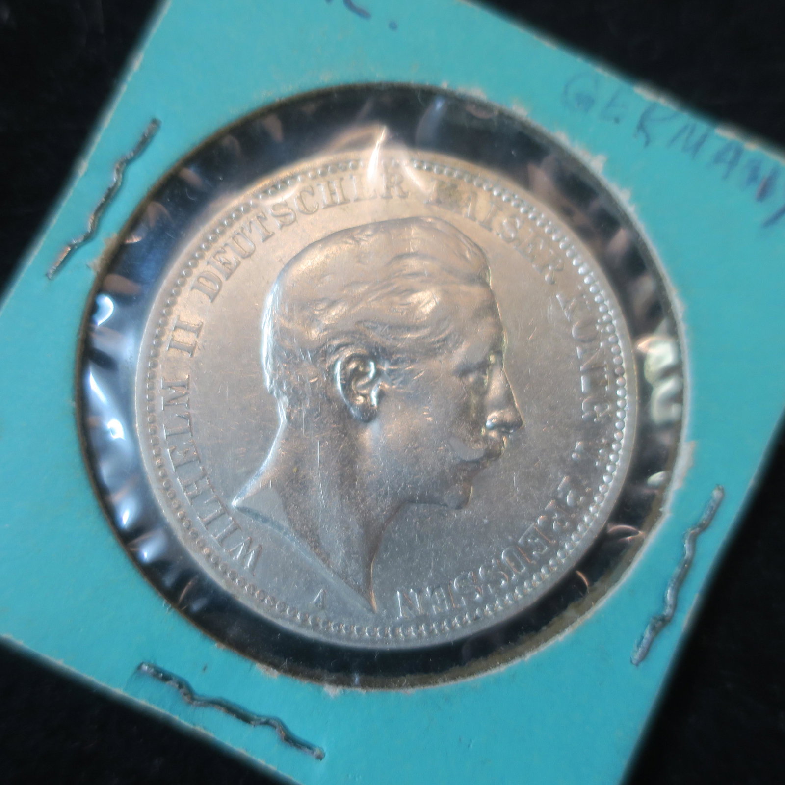 RARE WILHELM II 1912 THREE MARK .90 SILVER COIN, MS60:: RARE WILHELM II 1912 THREE MARK .90 SILVER COIN, MS60: (100-150)