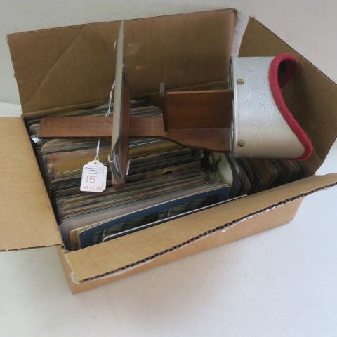 H.C. WHITE Antique Stereoscope W/ Volumes of Slides:: H.C. WHITE Antique Stereoscope W/ Volumes of Slides: A Rare Find with 200+ of Foreign Cards. Stereo Picture 3-D Viewer Made of Tin, Wood, Velvet & Glass in Very Good Condition. 13" Long, 7 1/4"Wide, 8