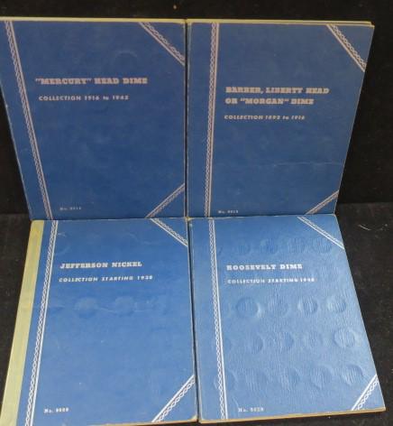 3 Coin Folders; Partial Collections of Silver Dimes:: 3 Coin Folders; Partial Collections of Silver Dimes: Barber Silver Dimes 1892-1916 with Six Dimes, Mercury Head Dime Book 1916-1645 with 35 Dimes and Roosevelt Dime Book starting 1946 with 16 Dimes. A