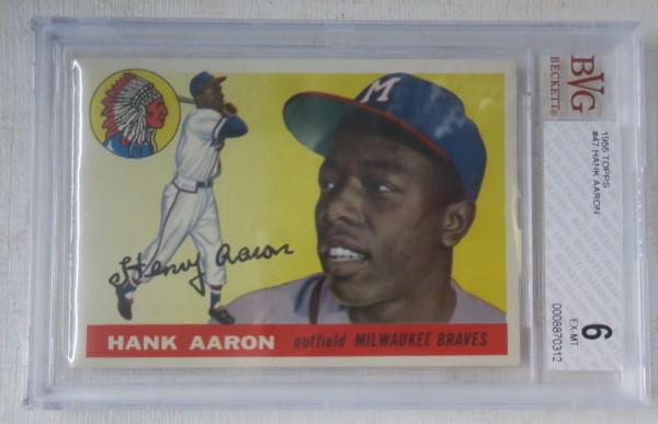 1955 TOPPS #47 HANK AARON, GRADED 6: (1 of 3)
