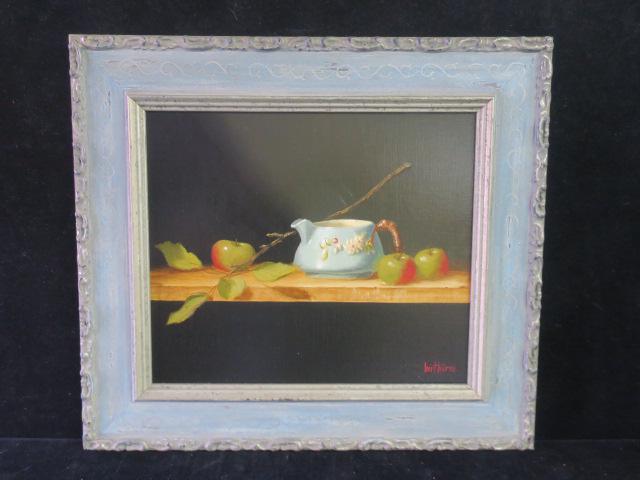 Signed Oil on Board Still-life by BERT BEIRNE:: Signed Oil on Board Still-life by BERT BEIRNE: B 1939, Working GA Listed Artist. Realistic Genre Artist Painting in the Style of Dutch and Flemish Masters Using a Translucent Oil Glaze. Paints From Li
